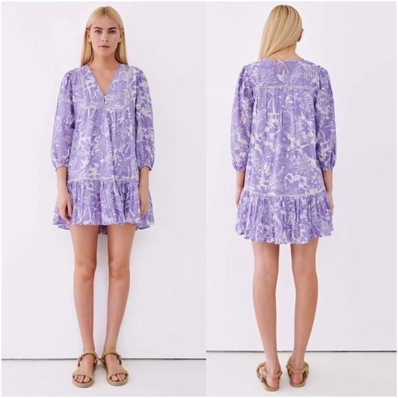 SUNDRY Palm Beach Ruffle Dress in Bright Orchid - Picture 5 of 13